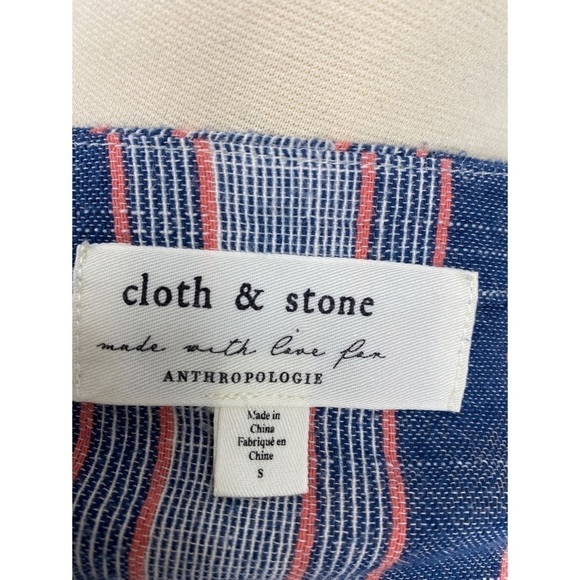 Anthropologie Cloth & Stone Striped V-Neck Button Down Top - Picture 11 of 11